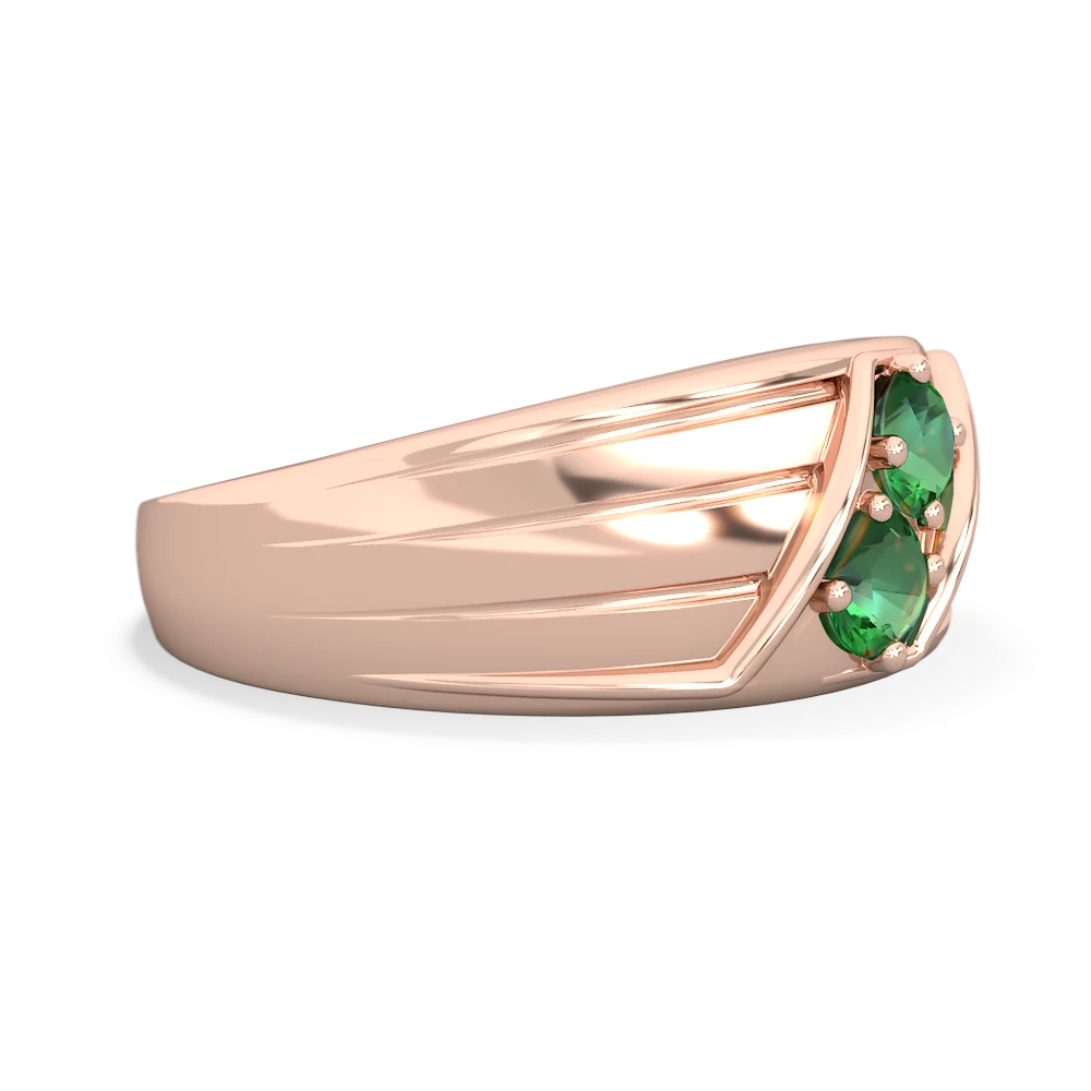 Lab Emerald Men's Streamline 14K Rose Gold ring R0460