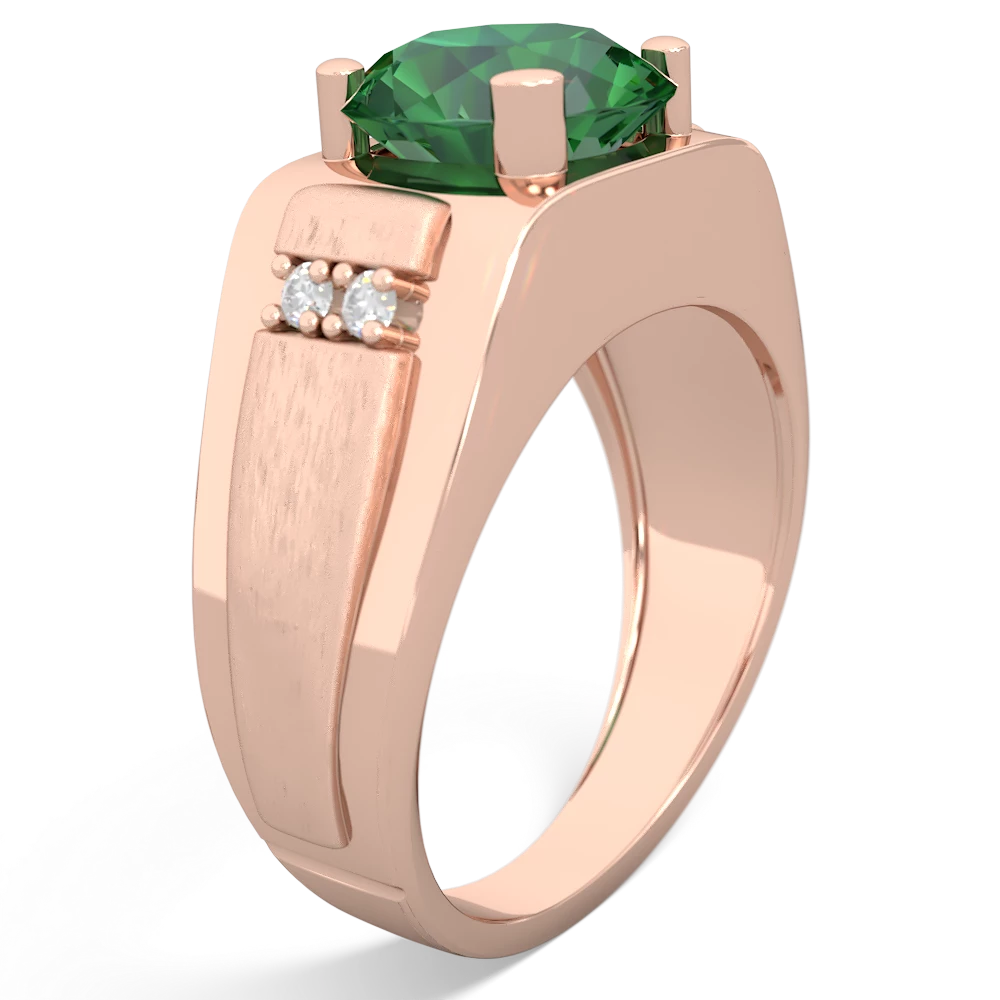 Lab Emerald Men's 9Mm Round 14K Rose Gold ring R1822