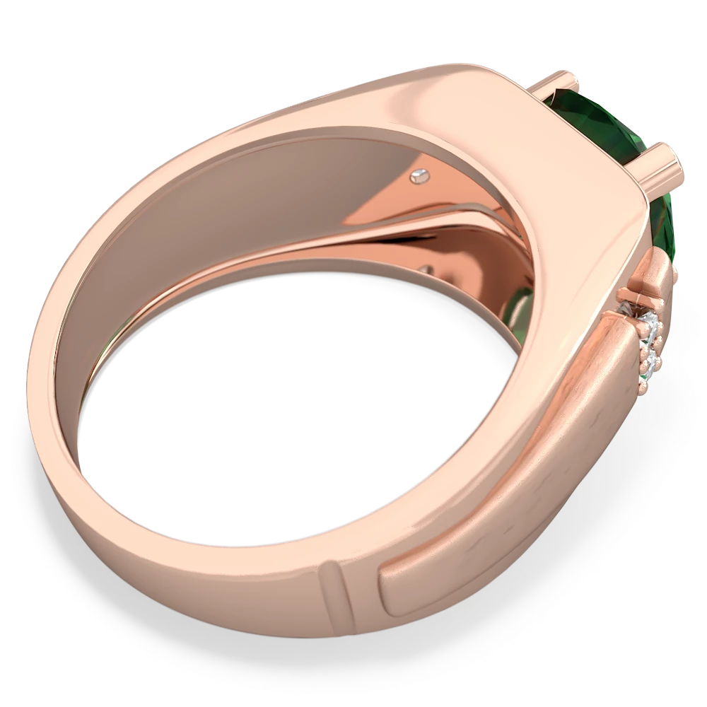 Lab Emerald Men's 9Mm Round 14K Rose Gold ring R1822