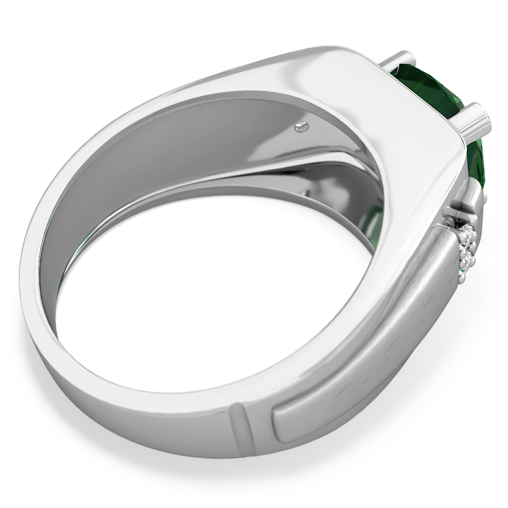 Lab Emerald Men's 9Mm Round 14K White Gold ring R1822