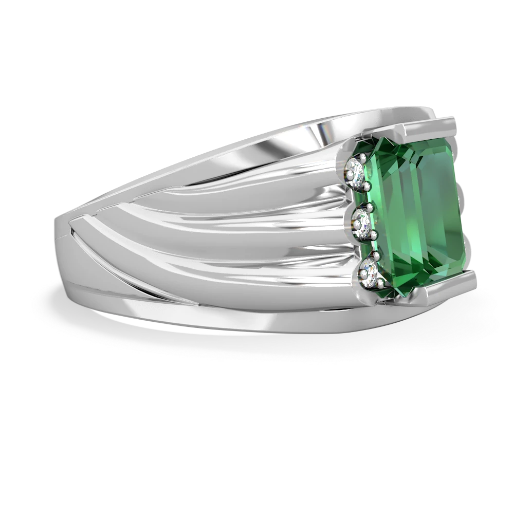 Mens Emerald Wedding Ring In White Gold | Modern Gem Jewelry