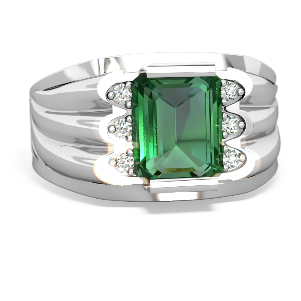 Mens white hotsell gold emerald ring