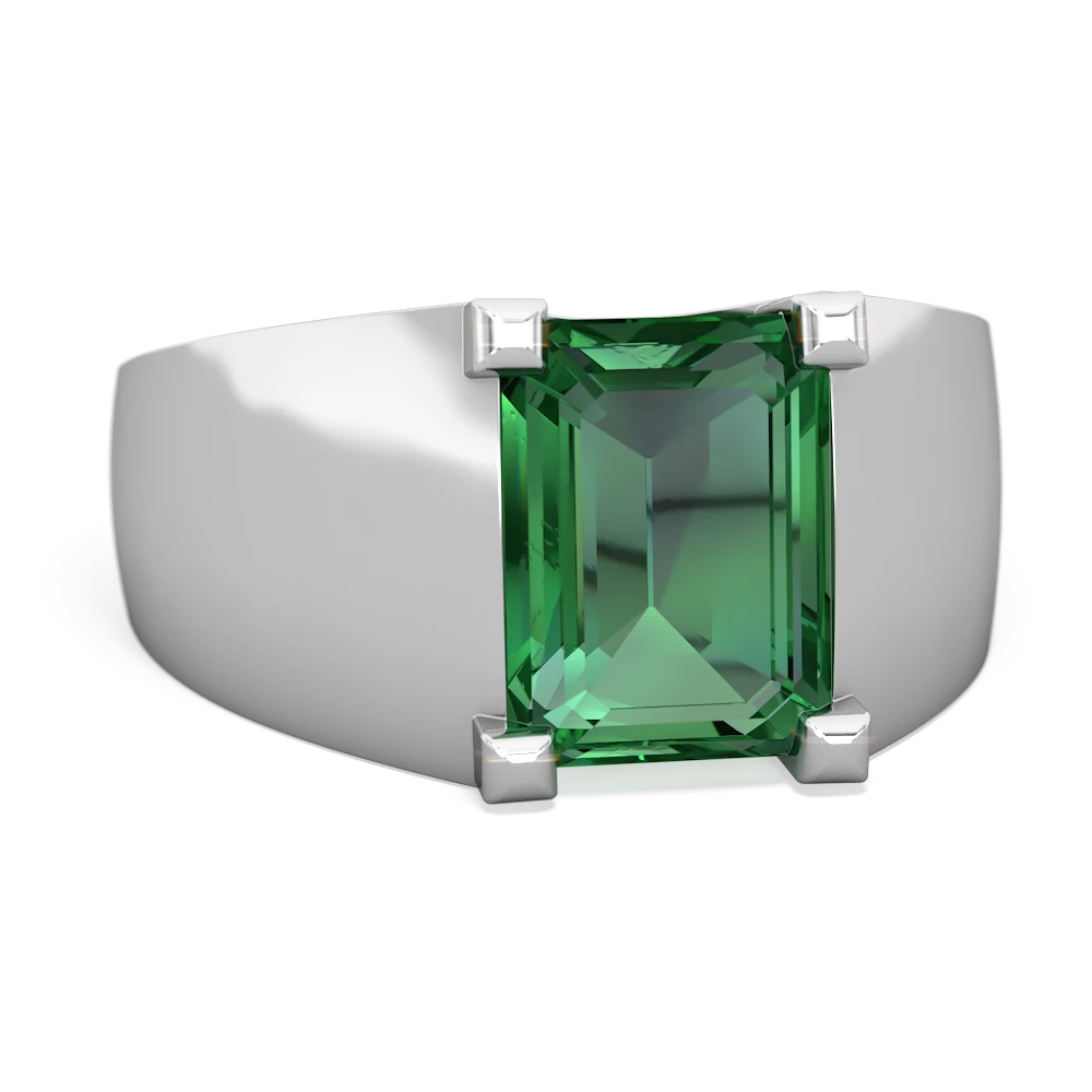 Lab Emerald Men's 14K White Gold ring R1836