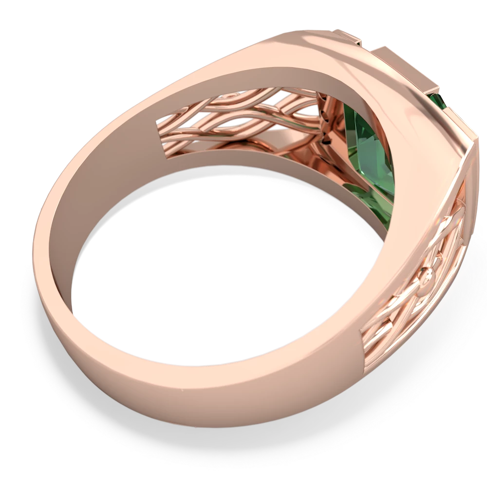 Lab Emerald Men's Vine 14K Rose Gold ring R0490