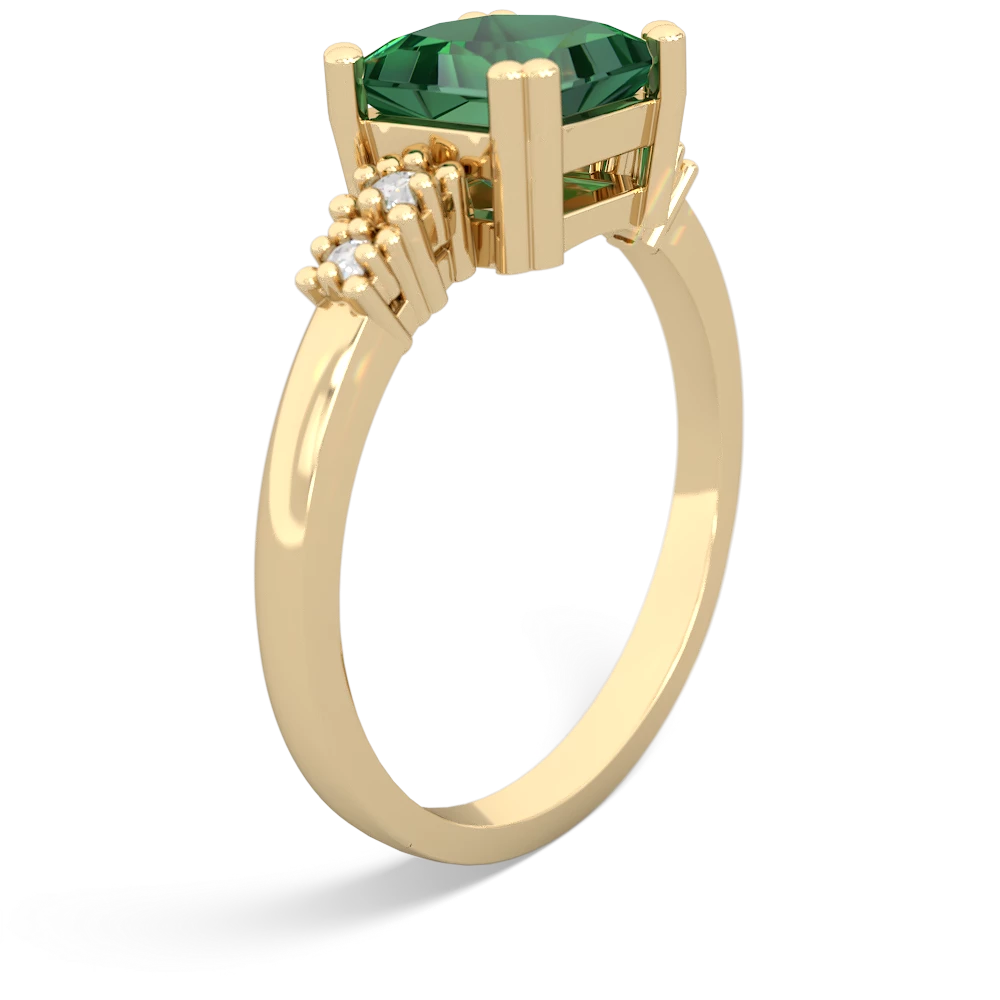 Lab Emerald Art Deco Princess 14K Yellow Gold ring R2014