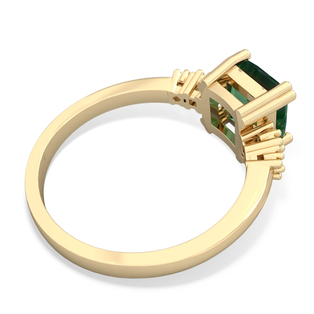 Lab Emerald Art Deco Princess 14K Yellow Gold ring R2014