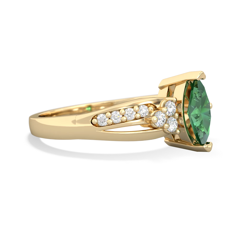 Lab Emerald Royal Marquise 14K Yellow Gold ring R2343