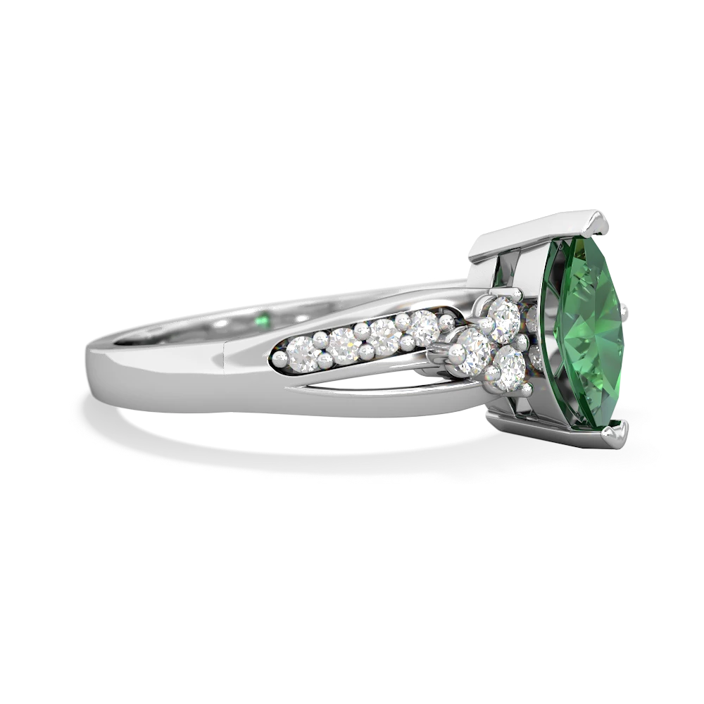 Lab Emerald Royal Marquise 14K White Gold ring R2343