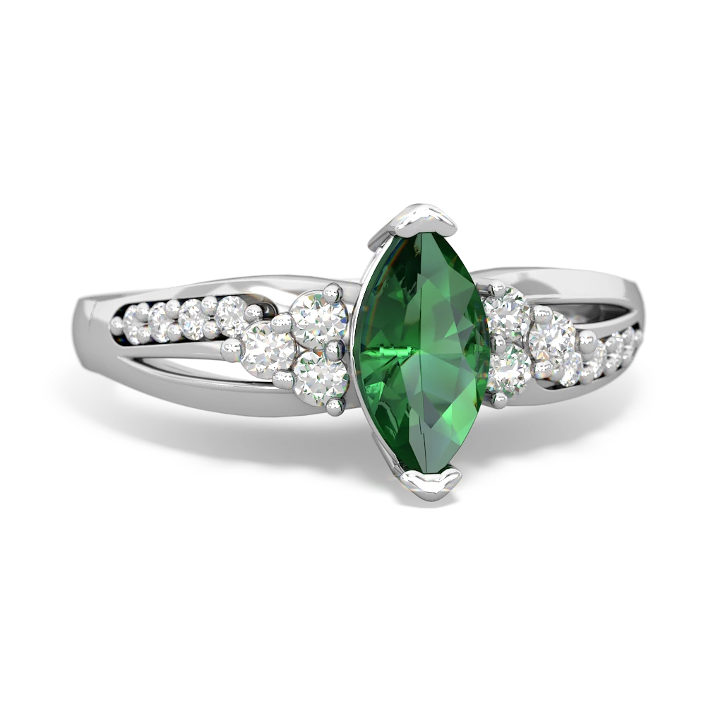 Lab Emerald Royal Marquise 14K White Gold ring R2343