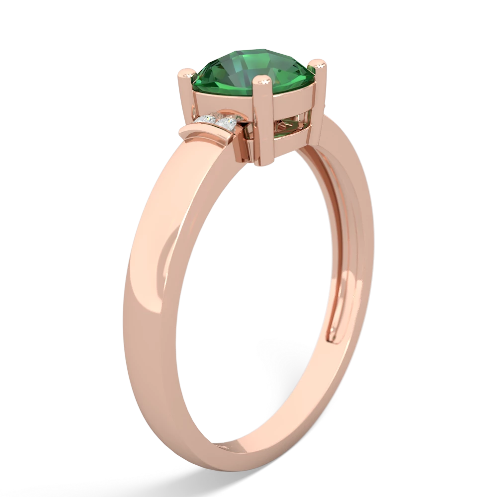 Lab Emerald Simply Elegant Cushion 14K Rose Gold ring R2489