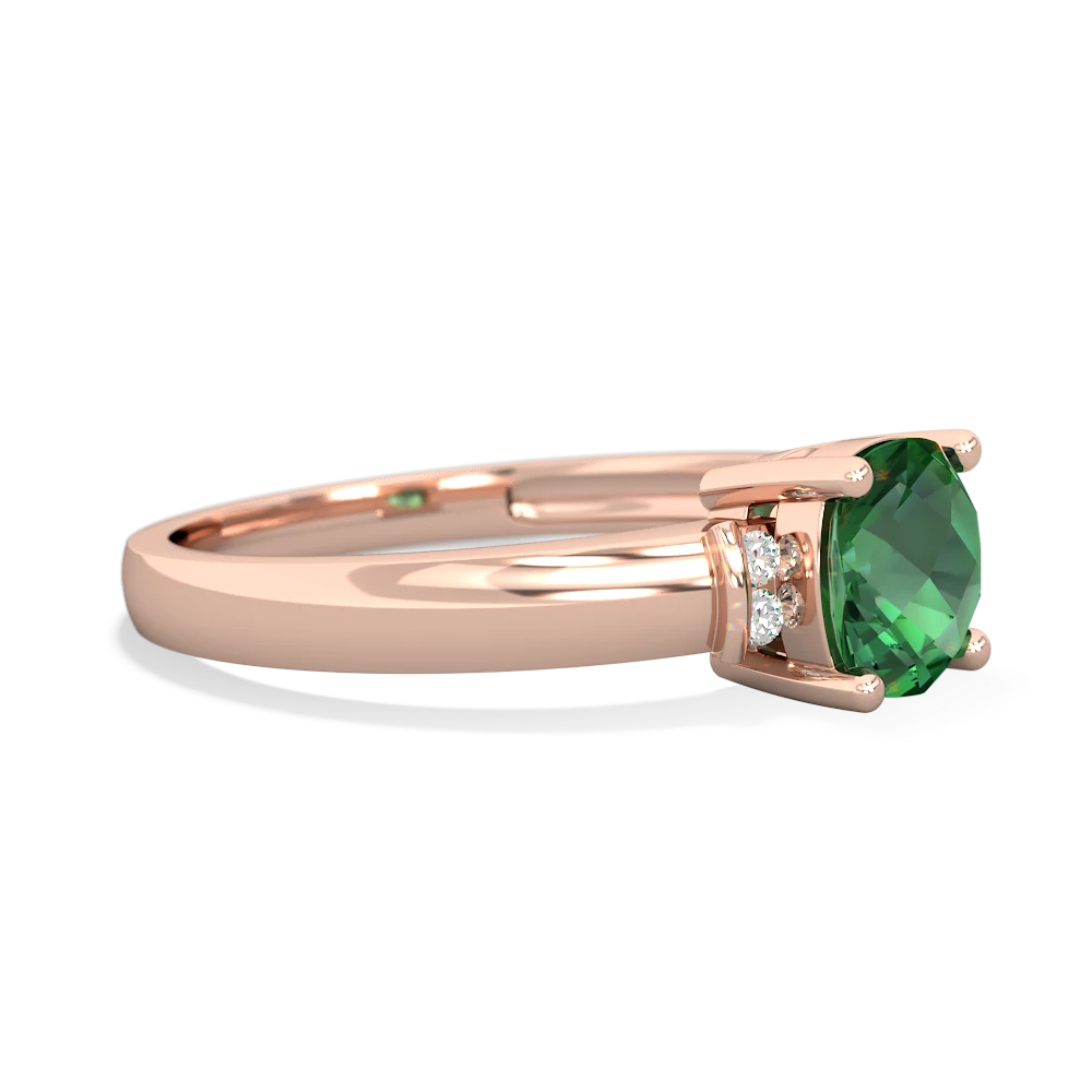 Lab Emerald Simply Elegant Cushion 14K Rose Gold ring R2489