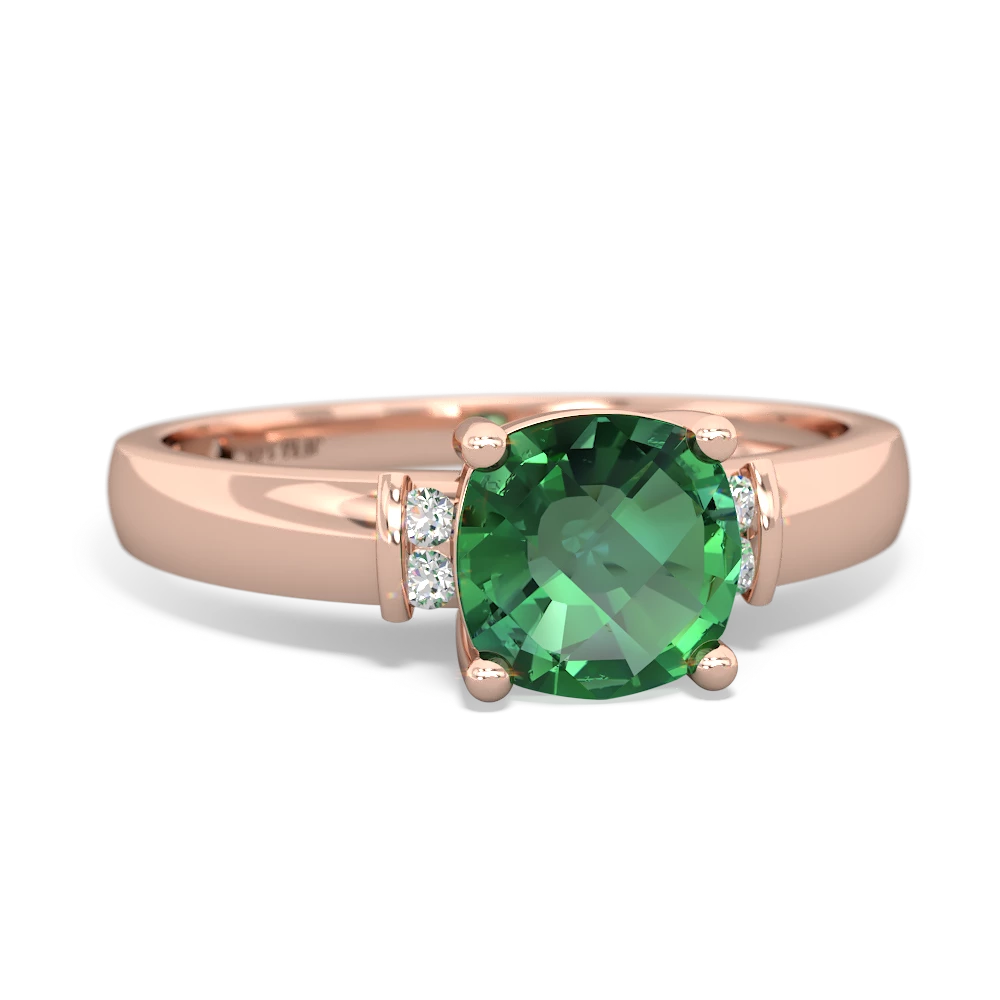 Lab Emerald Simply Elegant Cushion 14K Rose Gold ring R2489
