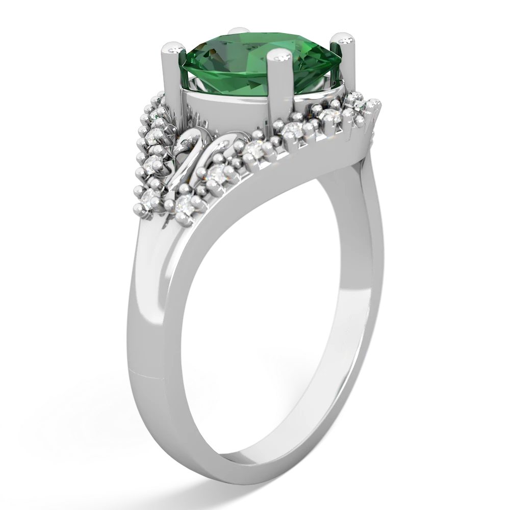 Lab Emerald Antique Style Cocktail 14K White Gold ring R2564