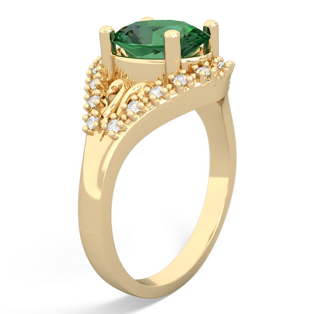 Lab Emerald Antique Style Cocktail 14K Yellow Gold ring R2564