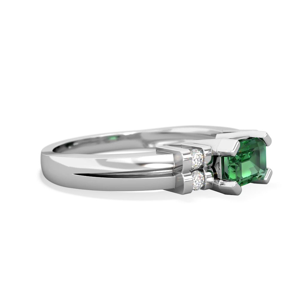 Lab Emerald Art Deco East-West 14K White Gold ring R2590