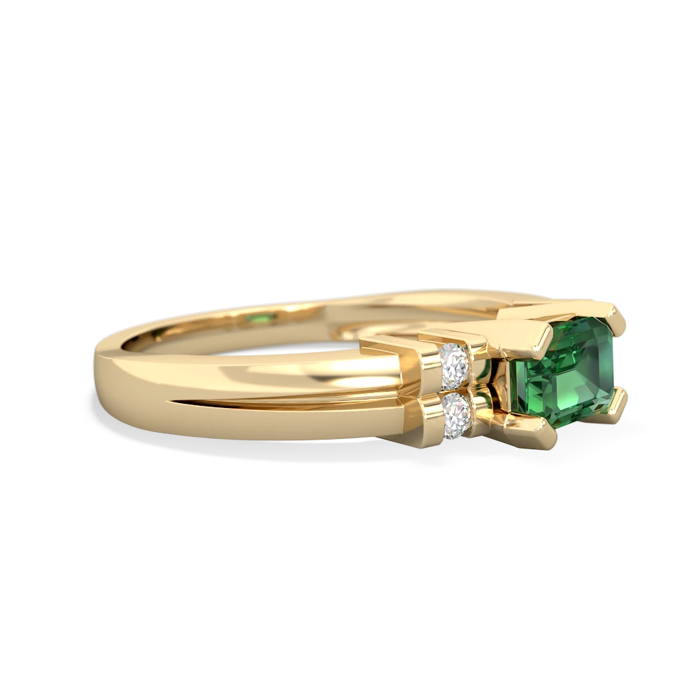 Lab Emerald Art Deco East-West 14K Yellow Gold ring R2590