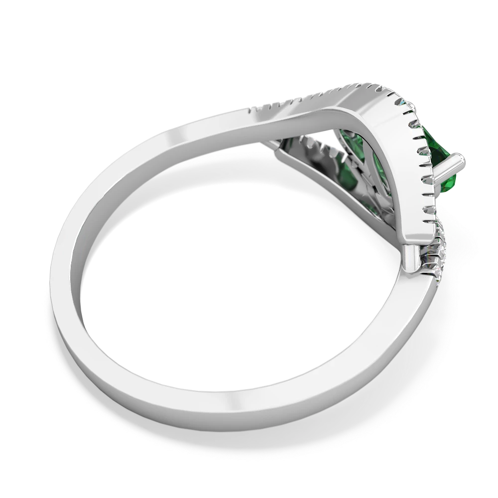 Lab Emerald Mother And Child 14K White Gold ring R3010