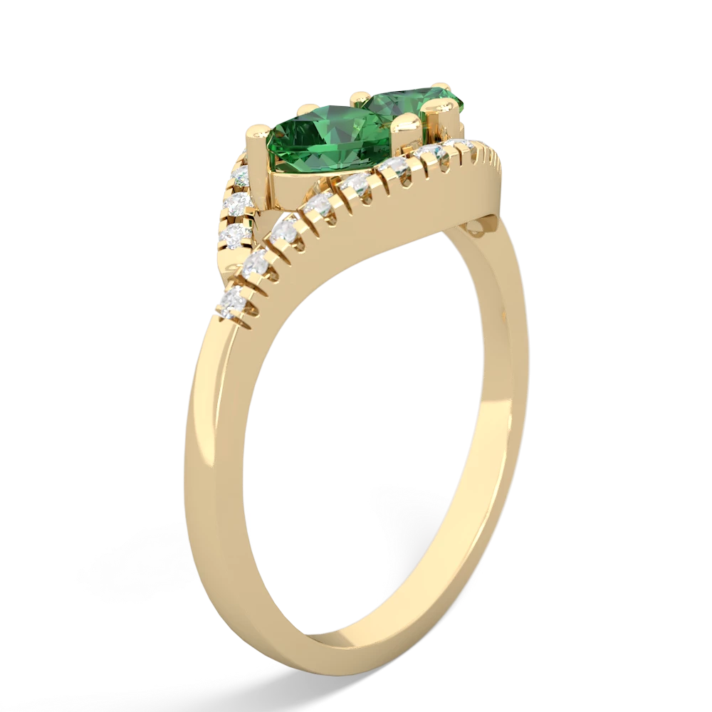 Lab Emerald Mother And Child 14K Yellow Gold ring R3010