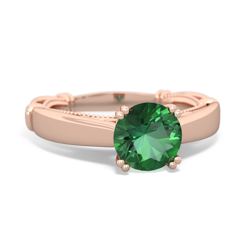 Lab Emerald Renaissance 14K Rose Gold ring R27806RD