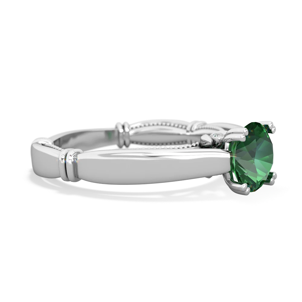 Lab Emerald Renaissance 14K White Gold ring R27806RD