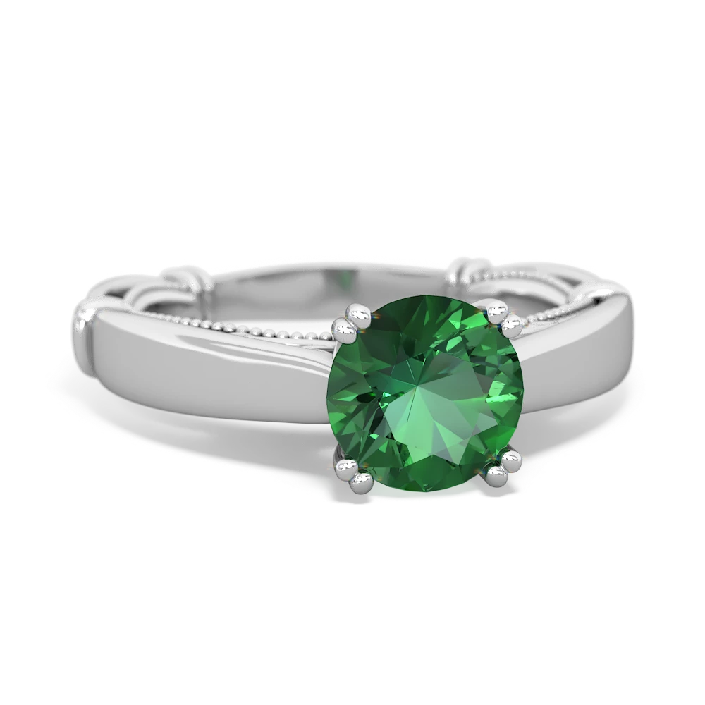 Lab Emerald Renaissance 14K White Gold ring R27806RD