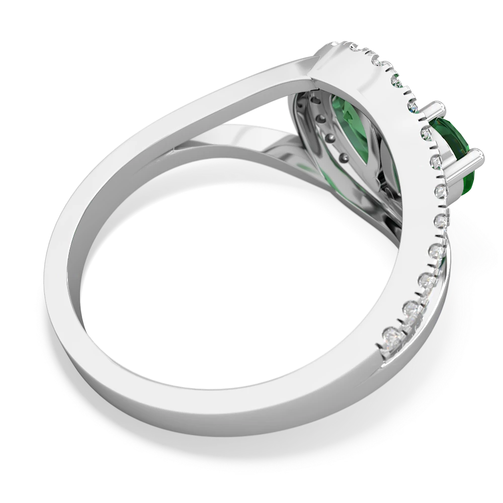 Lab Emerald Nestled Heart Keepsake 14K White Gold ring R5650