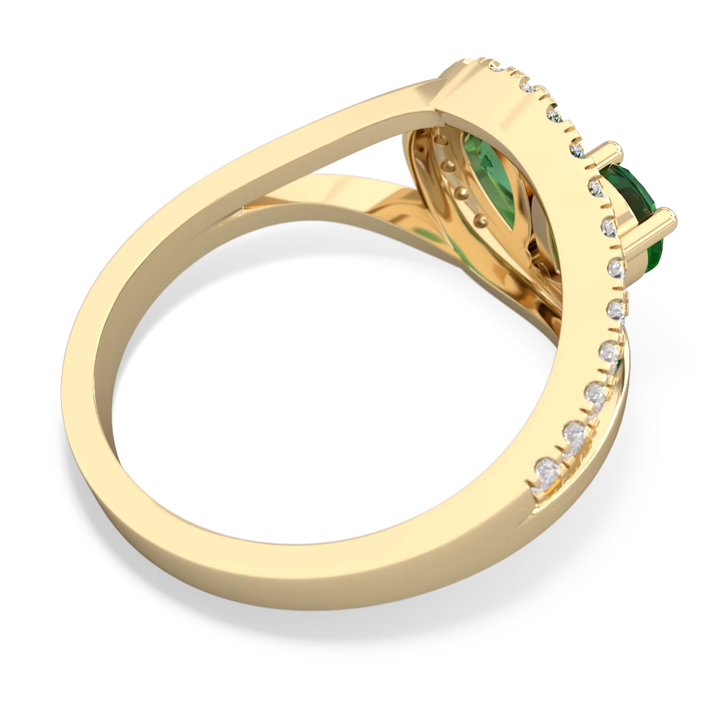 Lab Emerald Nestled Heart Keepsake 14K Yellow Gold ring R5650