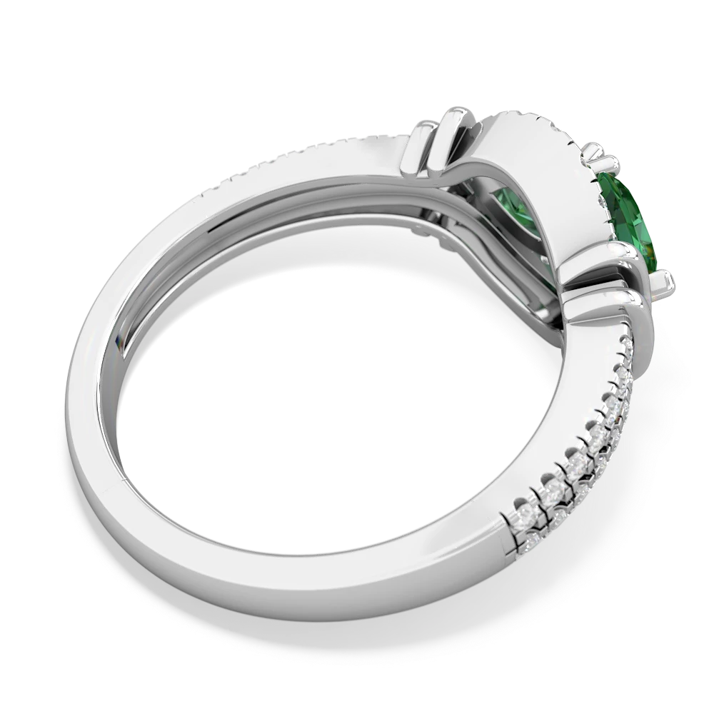 Lab Emerald Art-Deco Keepsake 14K White Gold ring R5630