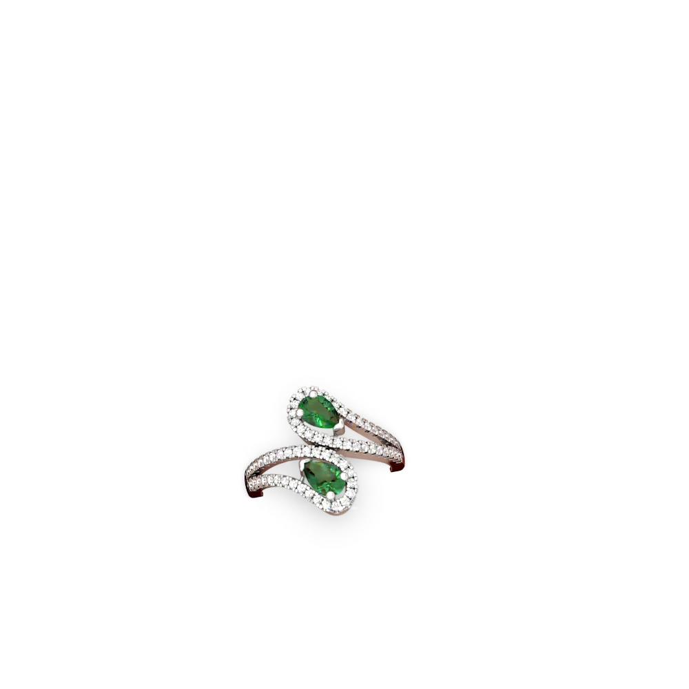 Lab Emerald Diamond Dazzler 14K White Gold ring R3000