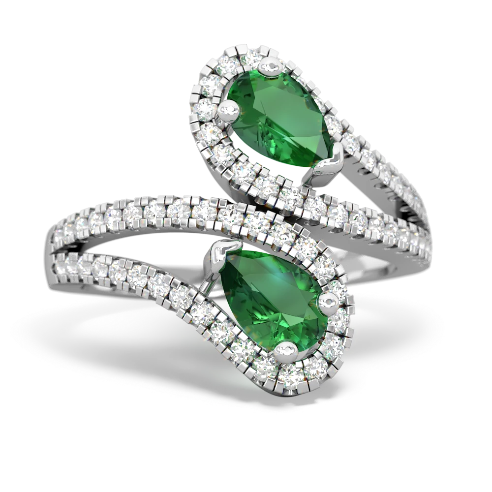 Lab Emerald Diamond Dazzler 14K White Gold ring R3000