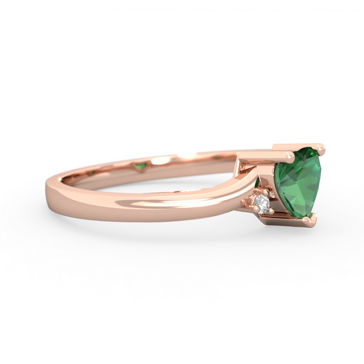 Lab Emerald Delicate Heart 14K Rose Gold ring R0203
