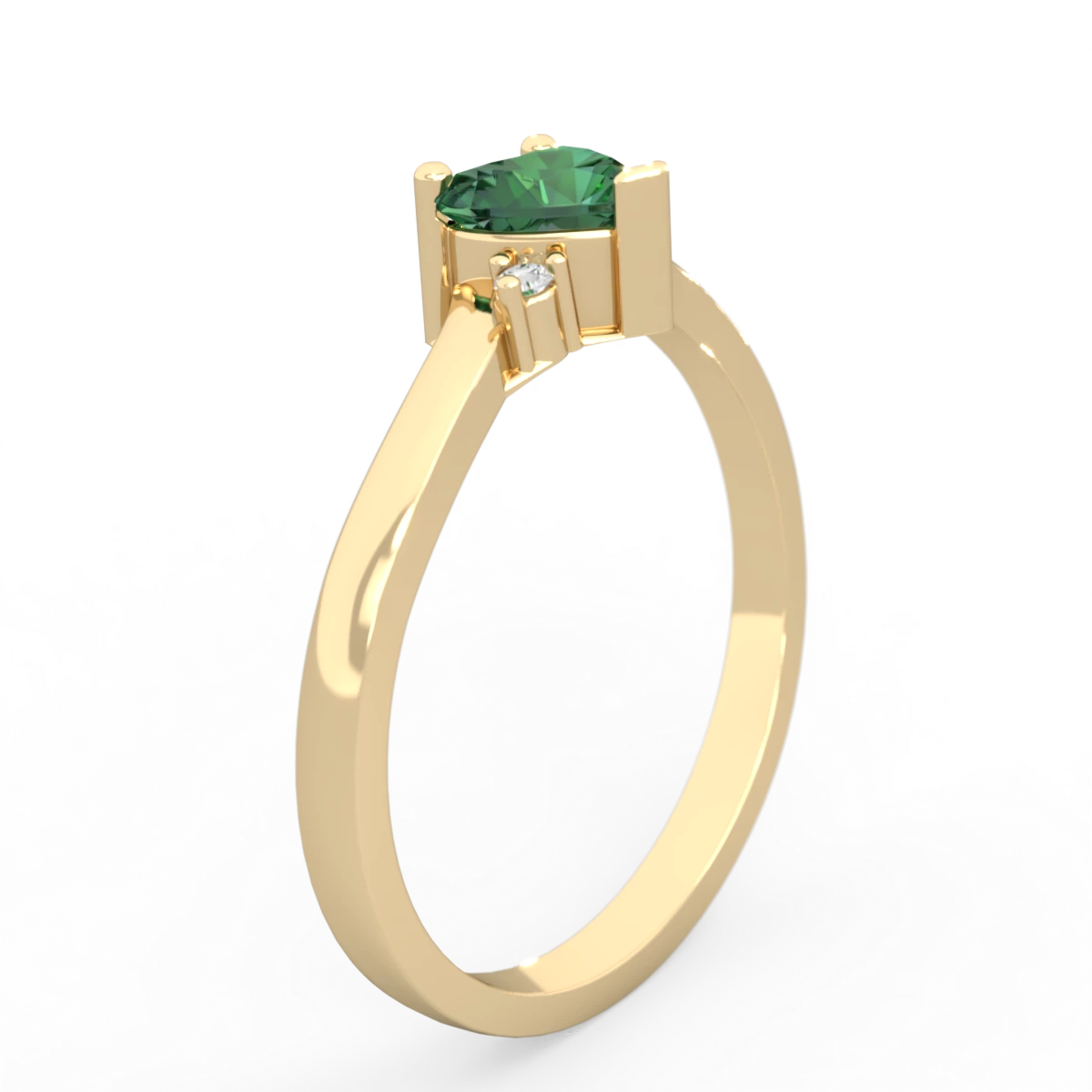 Lab Emerald Delicate Heart 14K Yellow Gold ring R0203