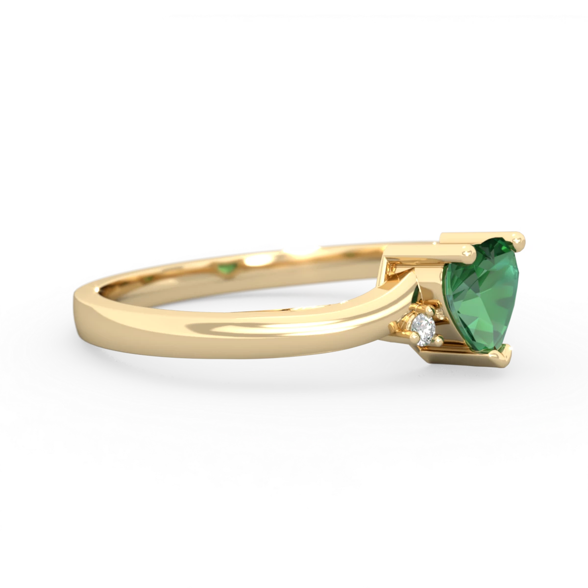 Lab Emerald Delicate Heart 14K Yellow Gold ring R0203