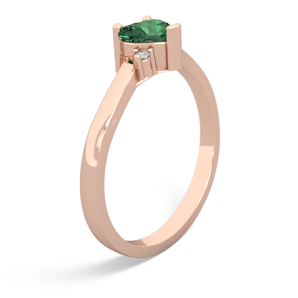 Lab Emerald Delicate Heart 14K Rose Gold ring R0203