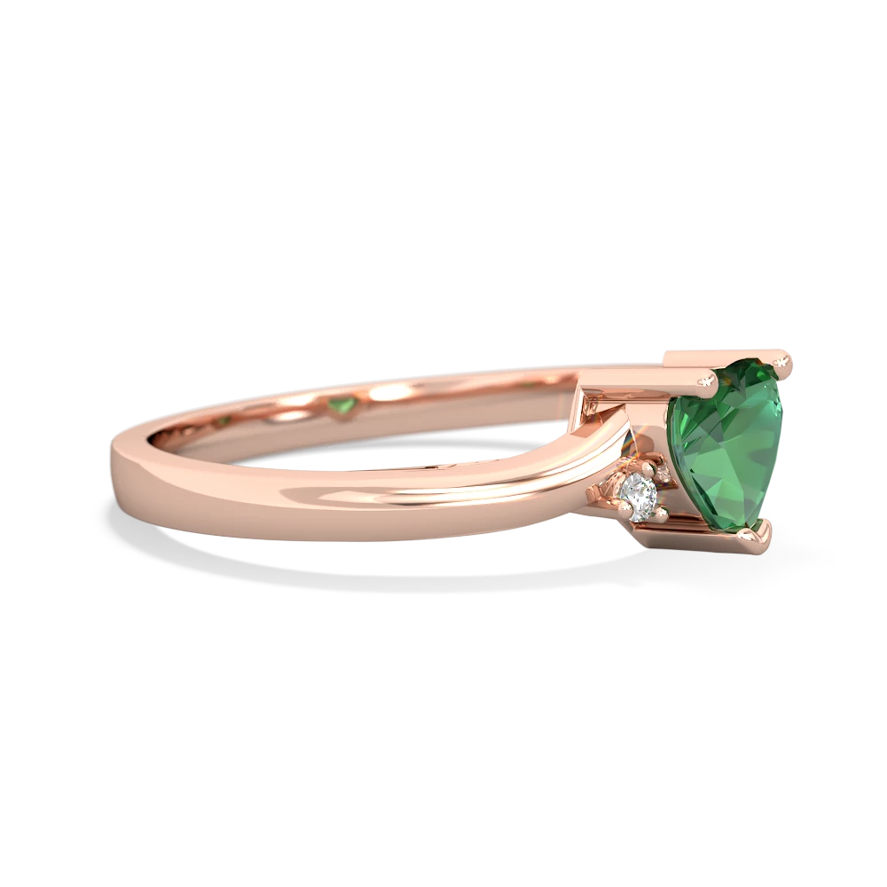 Lab Emerald Delicate Heart 14K Rose Gold ring R0203