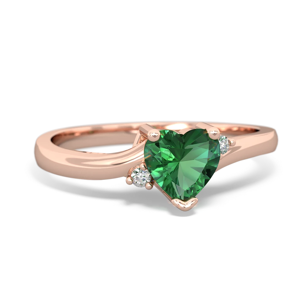 Lab Emerald Delicate Heart 14K Rose Gold ring R0203