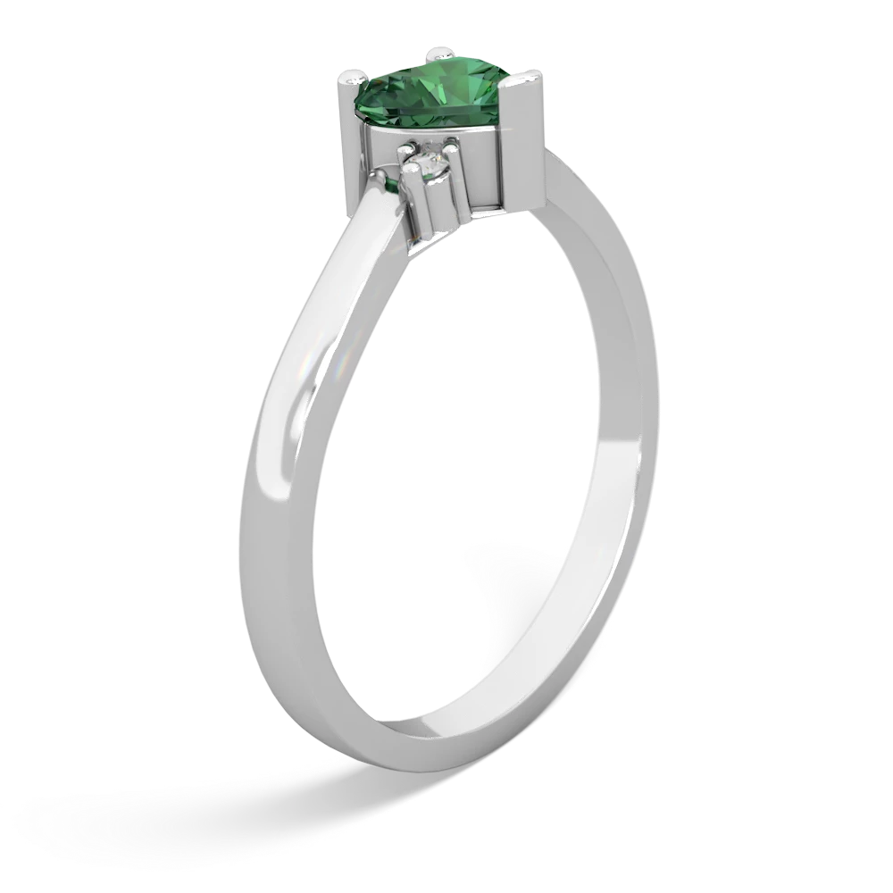 Lab Emerald Delicate Heart 14K White Gold ring R0203