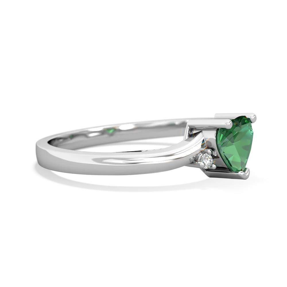 Lab Emerald Delicate Heart 14K White Gold ring R0203