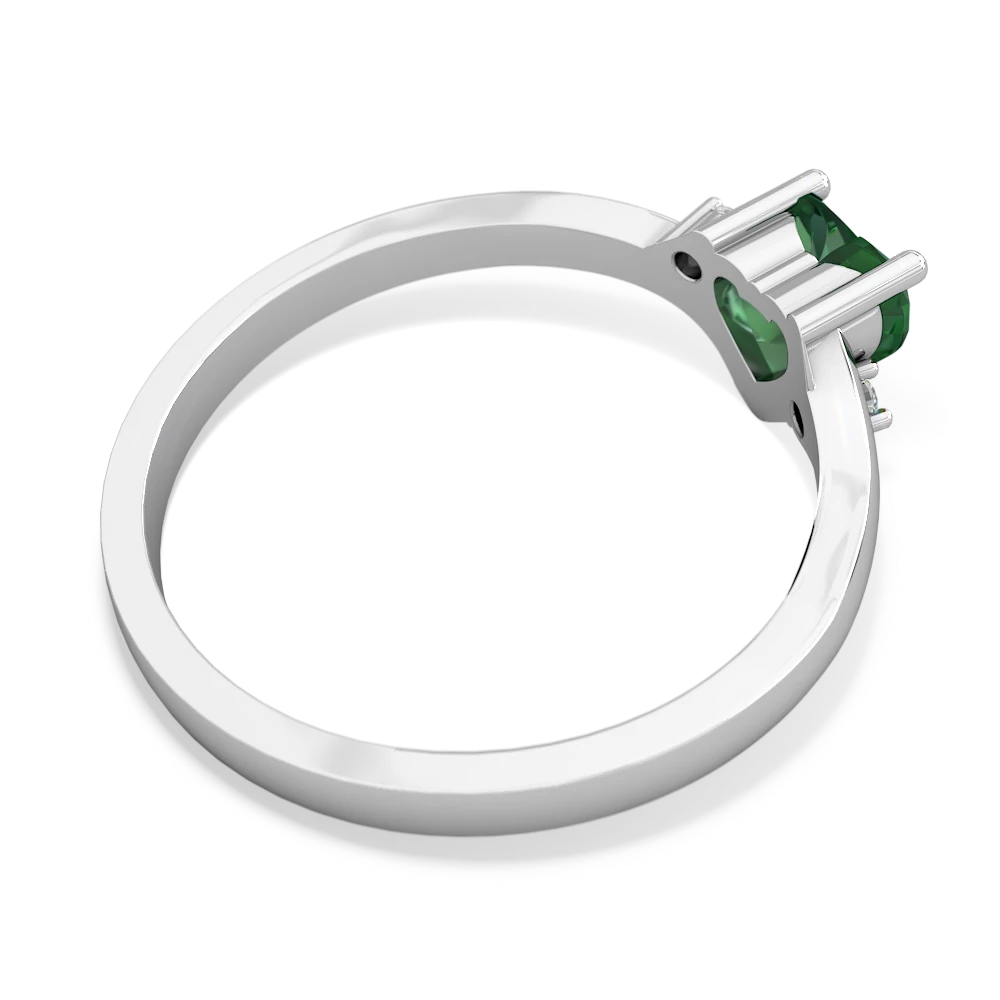 Lab Emerald Delicate Heart 14K White Gold ring R0203