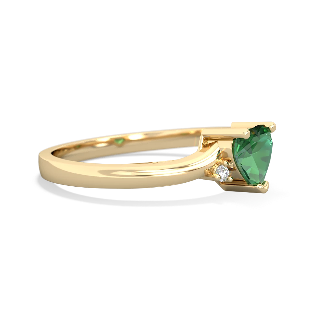 Lab Emerald Delicate Heart 14K Yellow Gold ring R0203