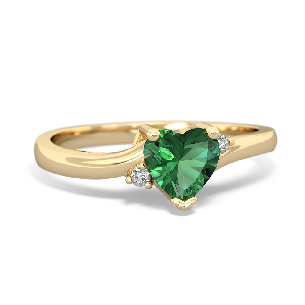 Lab Emerald Delicate Heart 14K Yellow Gold ring R0203