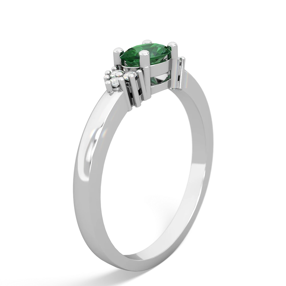 Lab Emerald Simply Elegant East-West 14K White Gold ring R2480