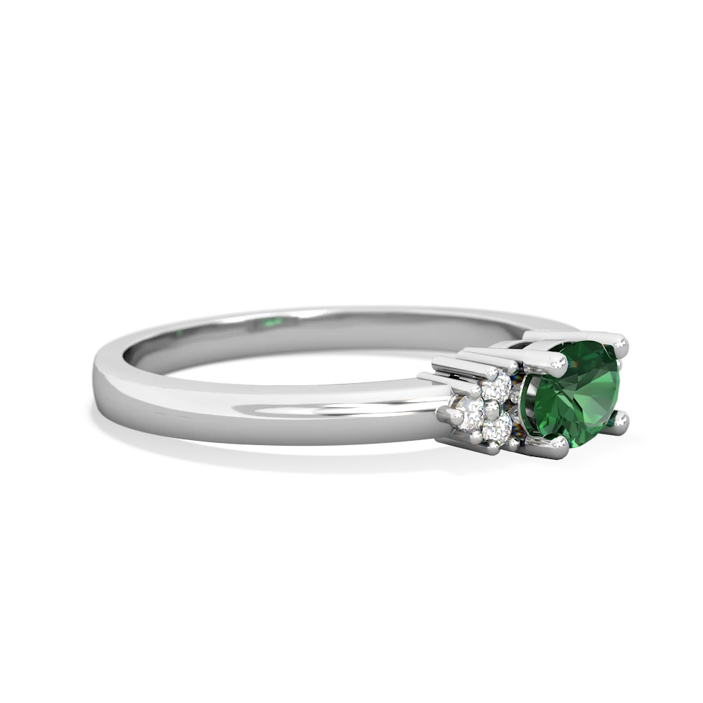 Lab Emerald Simply Elegant East-West 14K White Gold ring R2480