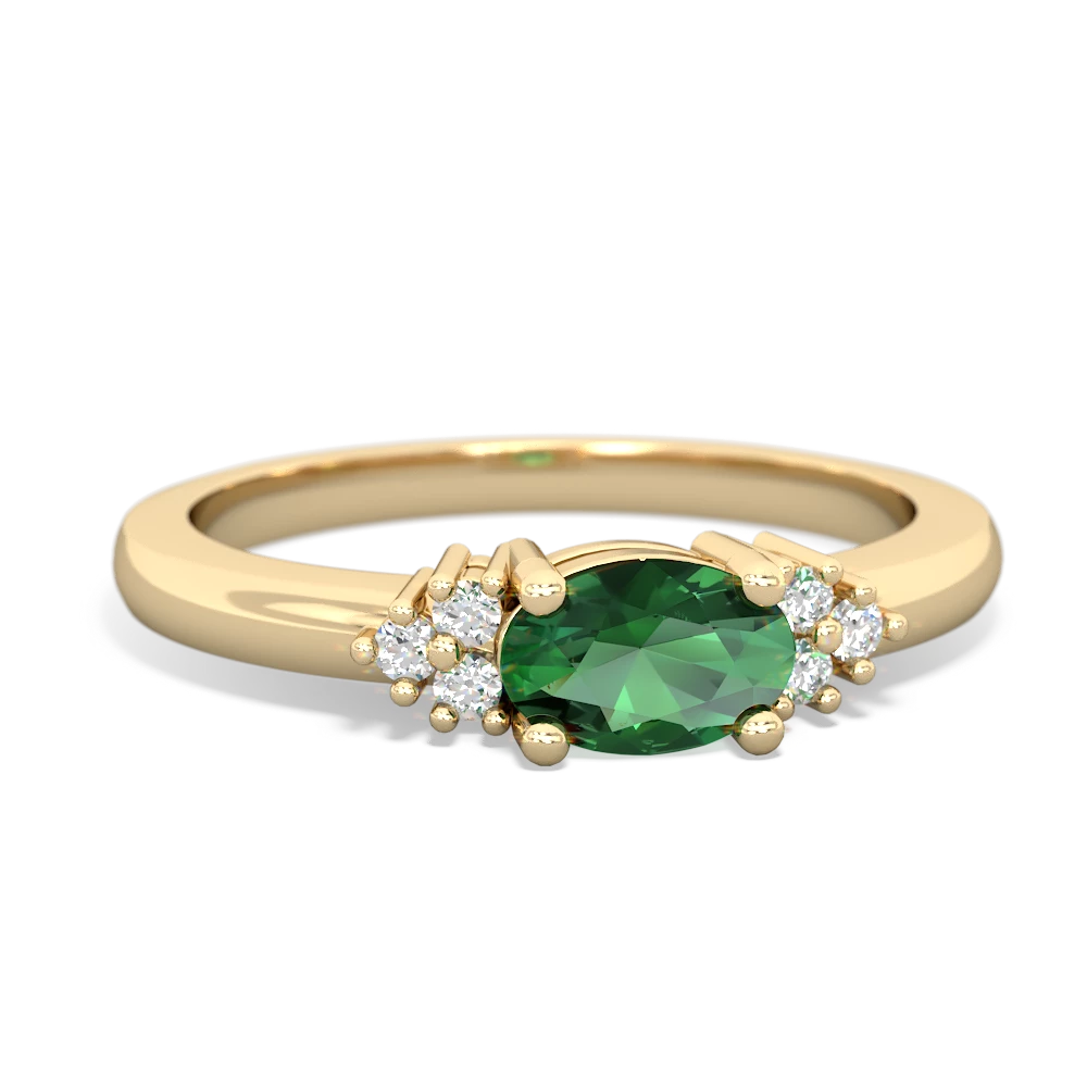 Lab Emerald Simply Elegant East-West 14K Yellow Gold ring R2480