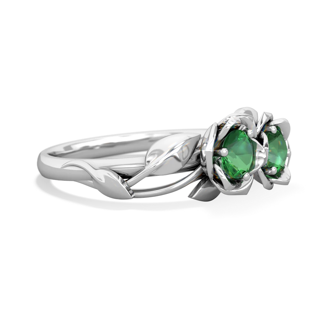 Lab Emerald Rose Garden 14K White Gold ring R5510