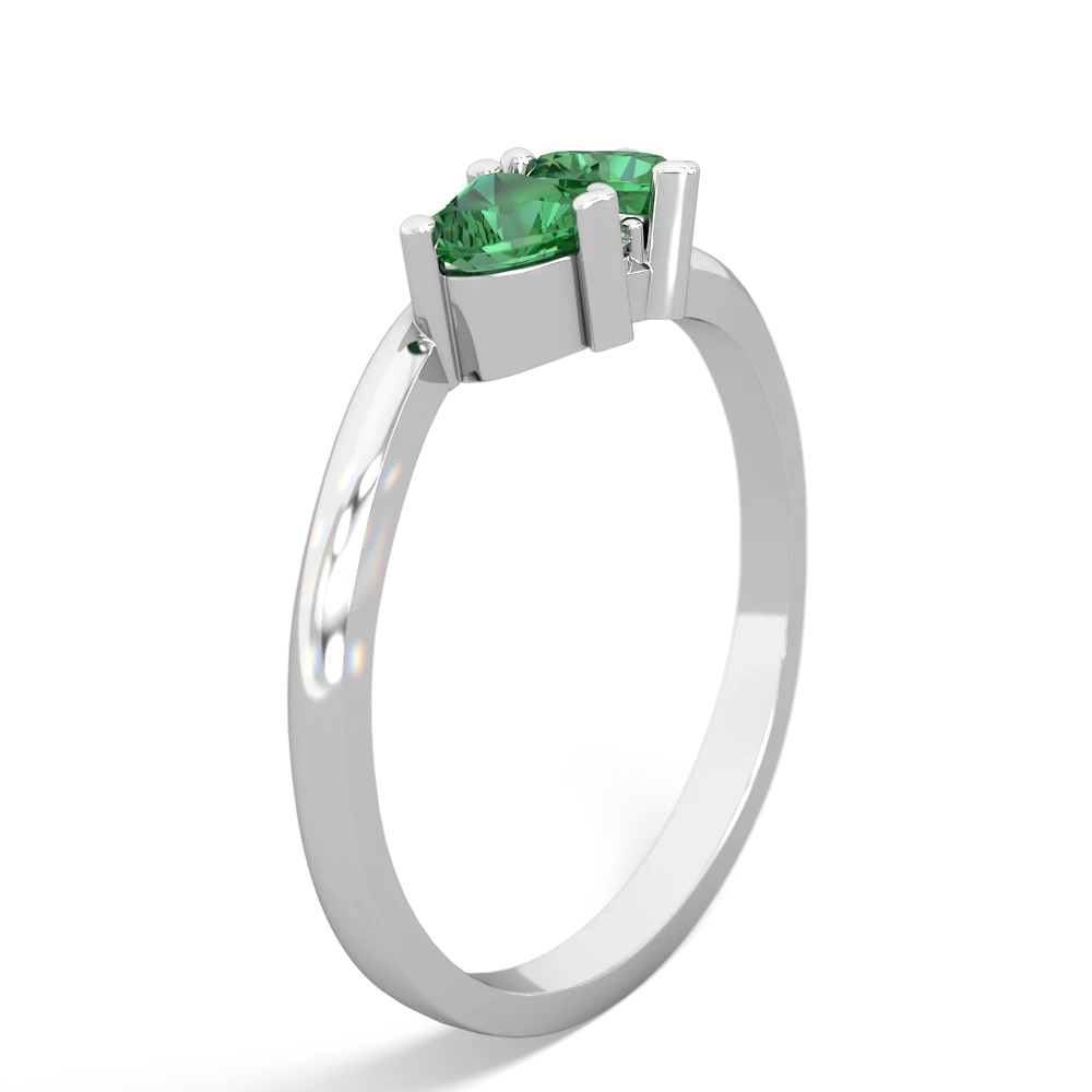 Lab Emerald Sweethearts 14K White Gold ring R5260