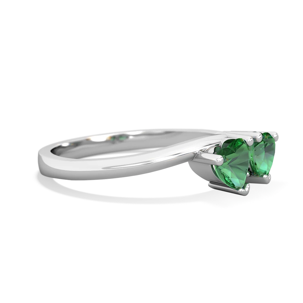 Lab Emerald Sweethearts 14K White Gold ring R5260