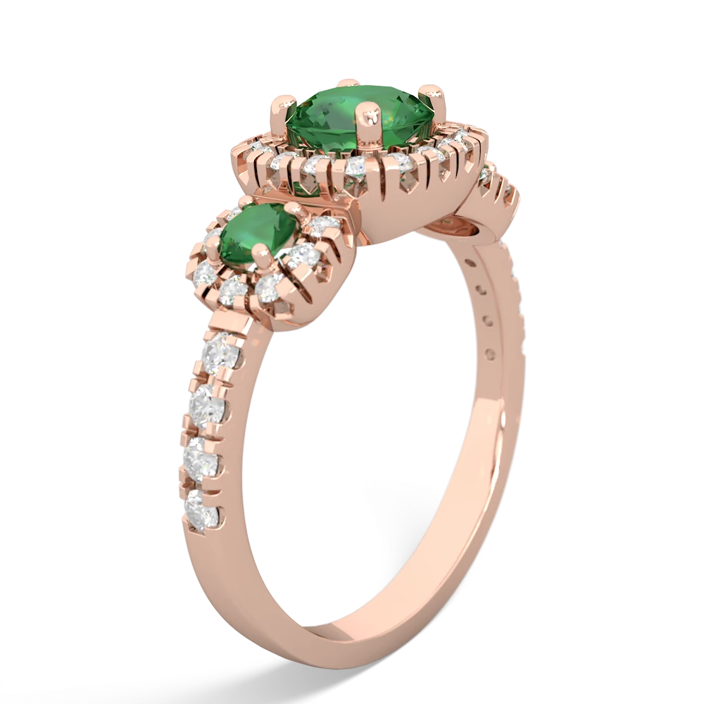 Lab Emerald Regal Halo 14K Rose Gold ring R5350