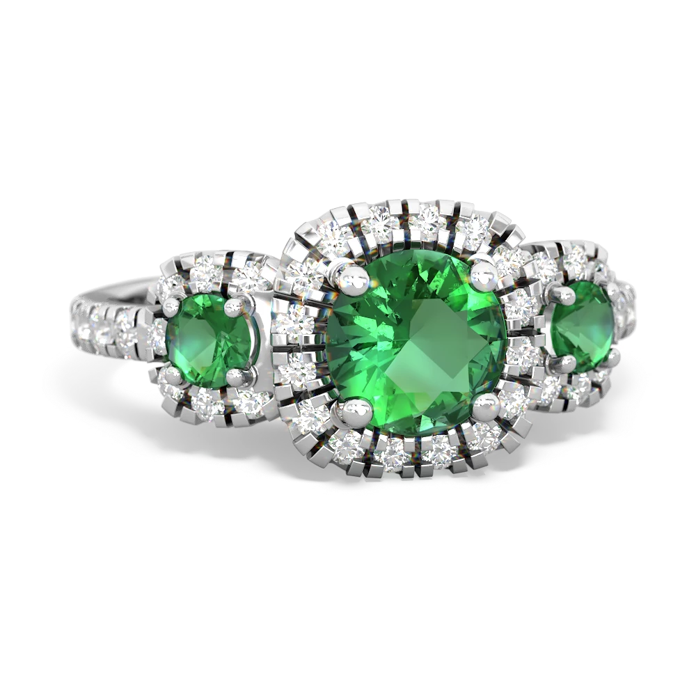 Lab Emerald Regal Halo 14K White Gold ring R5350