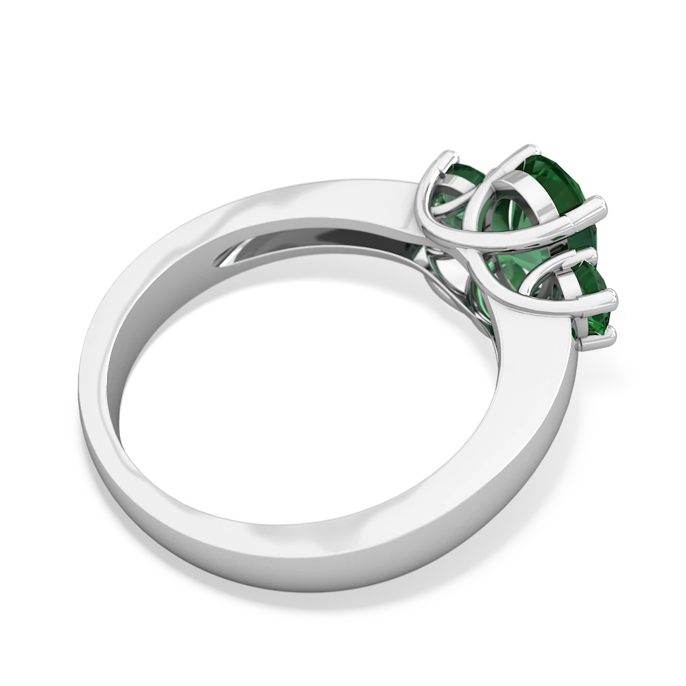 Lab Emerald Three Stone Oval Trellis 14K White Gold ring R4024